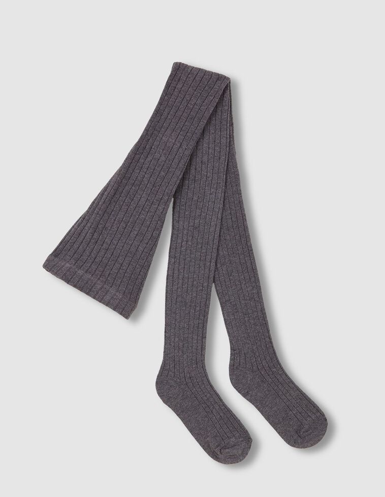 Collants básicos canelados cinza