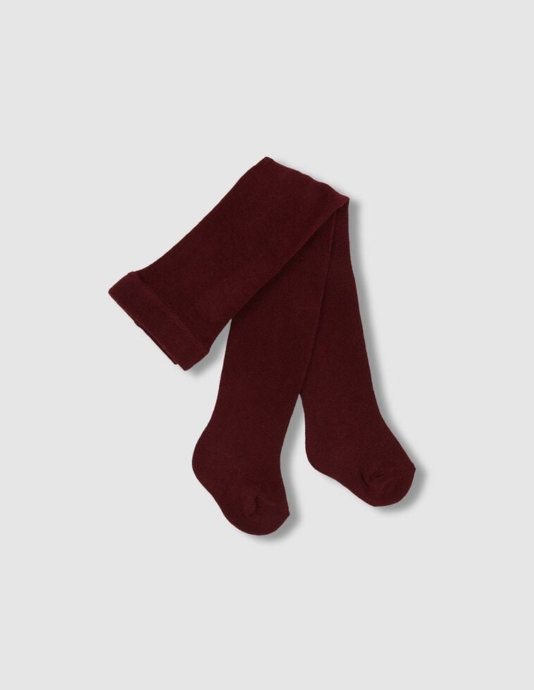 Collants básicos lisos em cor granada