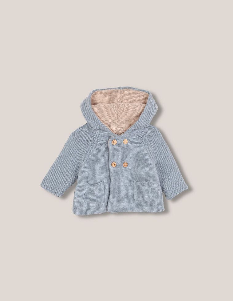 Casaco com malha de lã reversível azul
