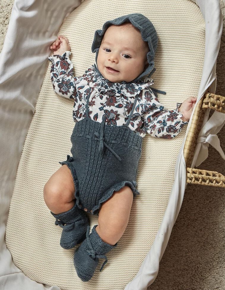 Camisa estampada com smock branco