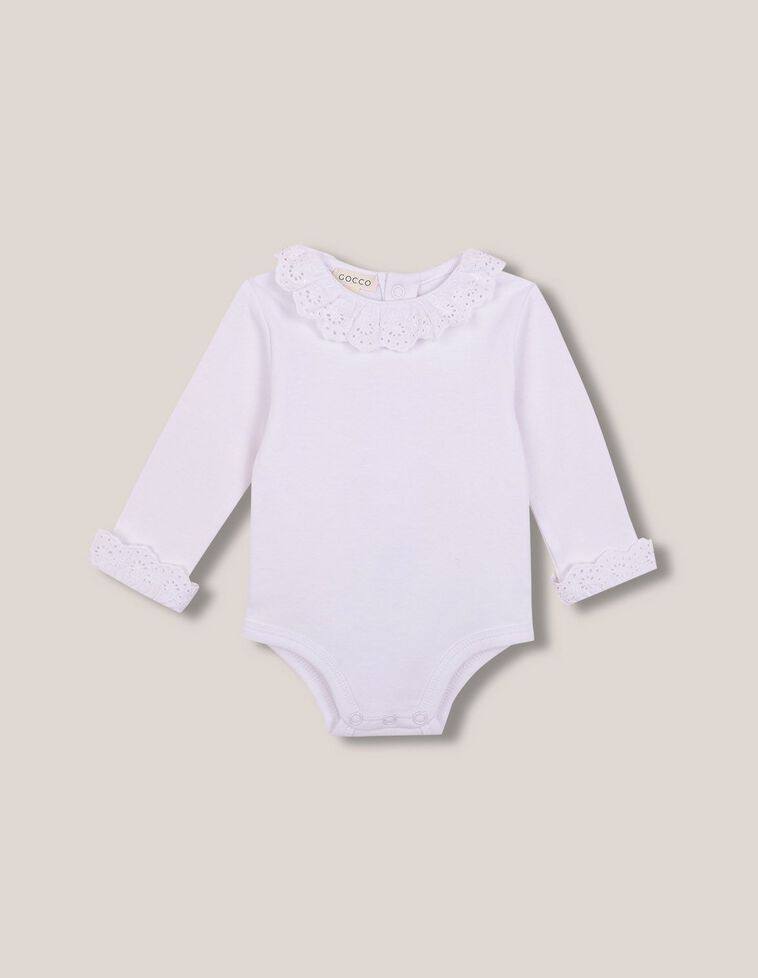 Body de manga comprida com gola branca