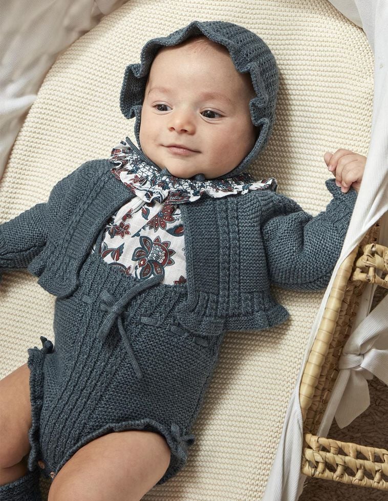 Casaco com manga raglan com lã e torcidos verde-petróleo