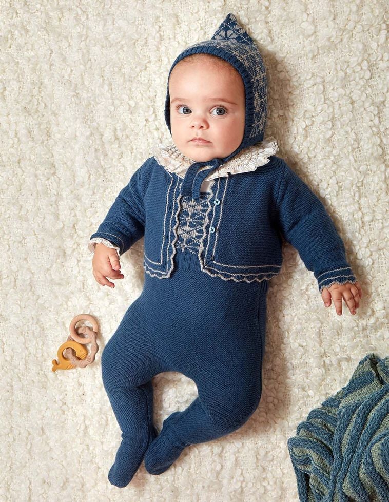 Casaco de malha em cor azul