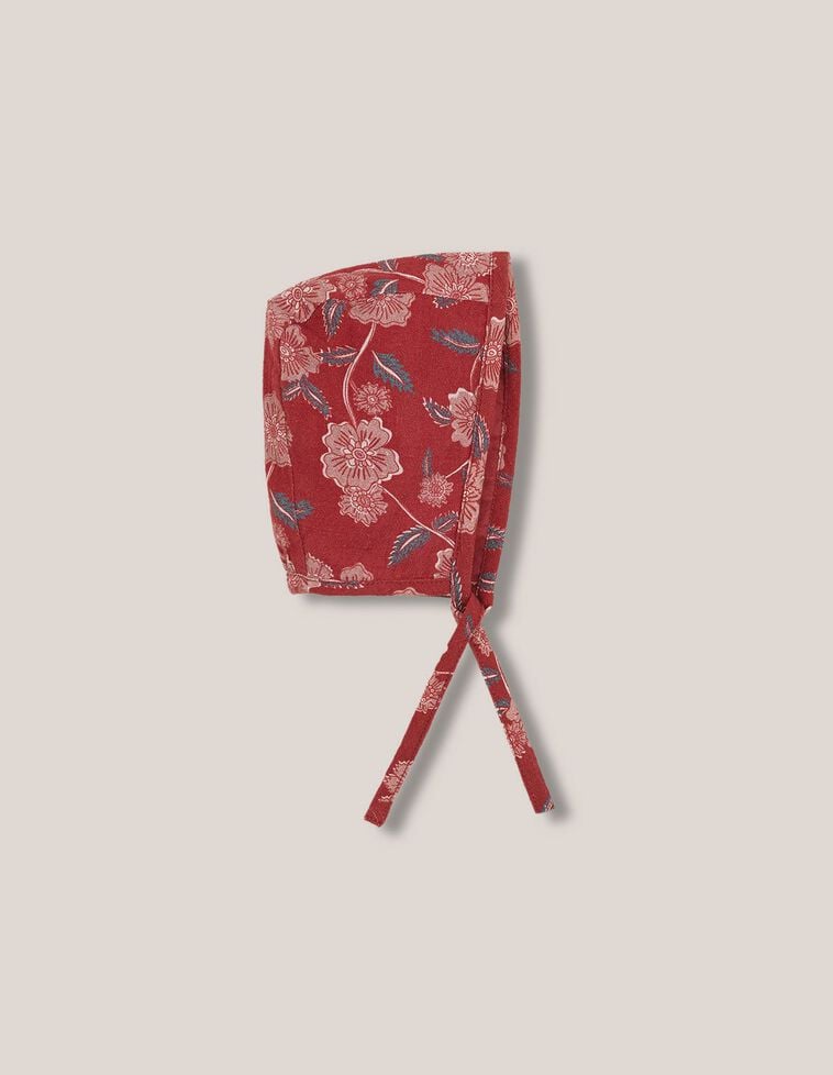 Capuz em tecido estampado granada