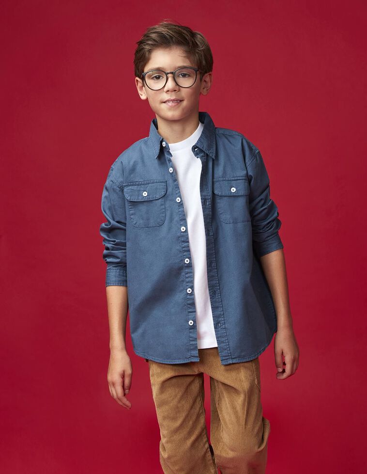 Camisa com bolsos azul