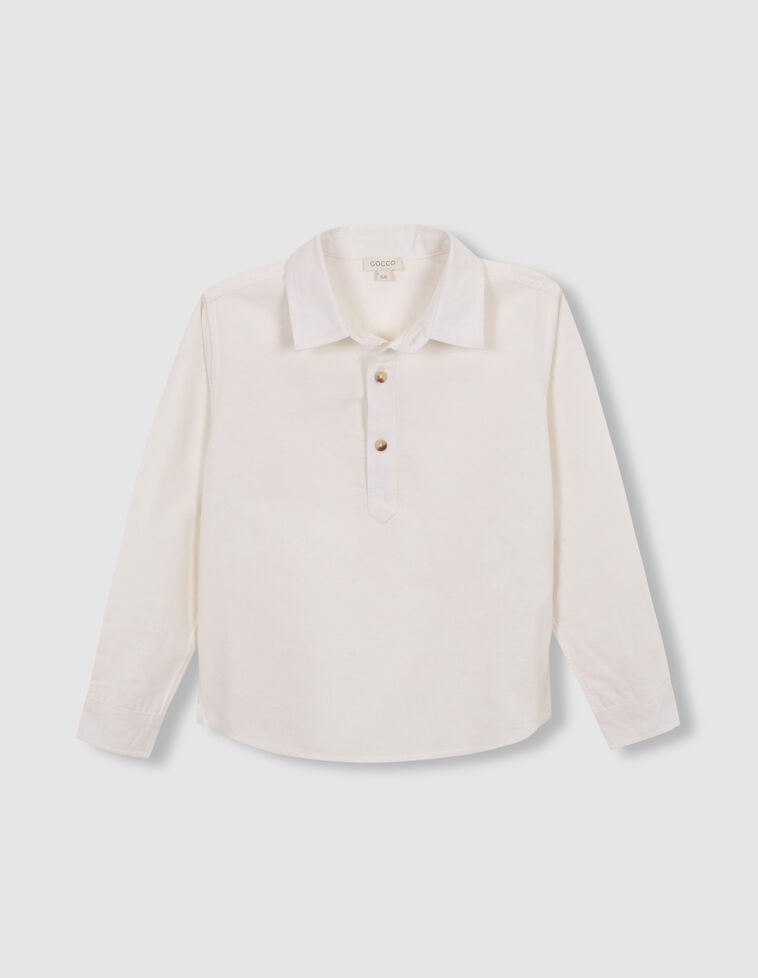 Camisa curta com botões brancos