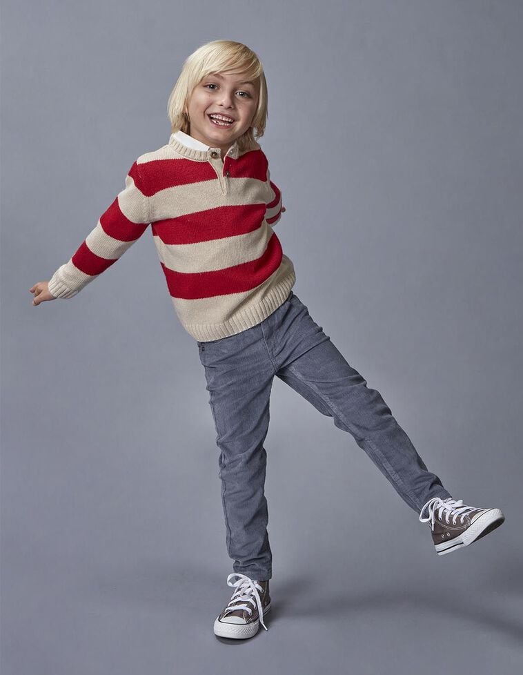 Calças de 5 bolsos em veludo cotelê cinza