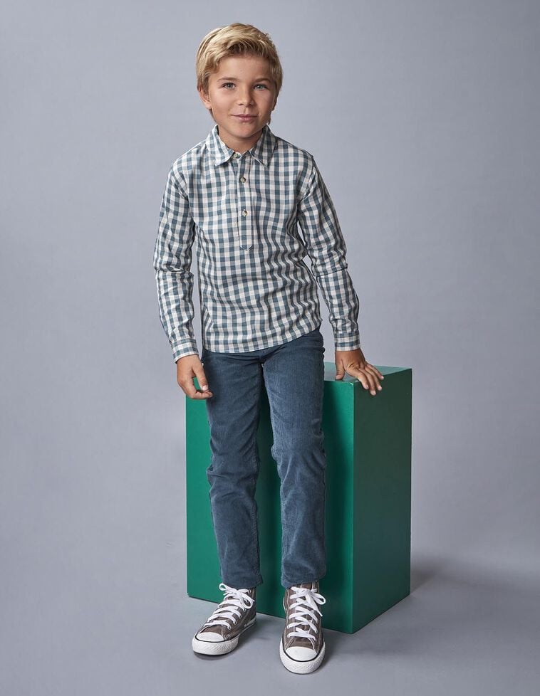 Calças de 5 bolsos em veludo cotelê verde