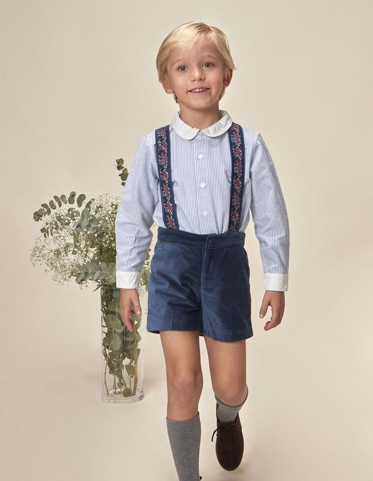 Calções curtos em veludo azul