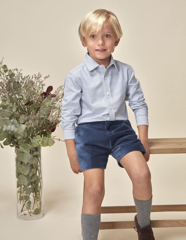 Calções curtos em veludo azul