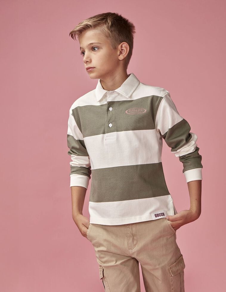 Polo às riscas verde