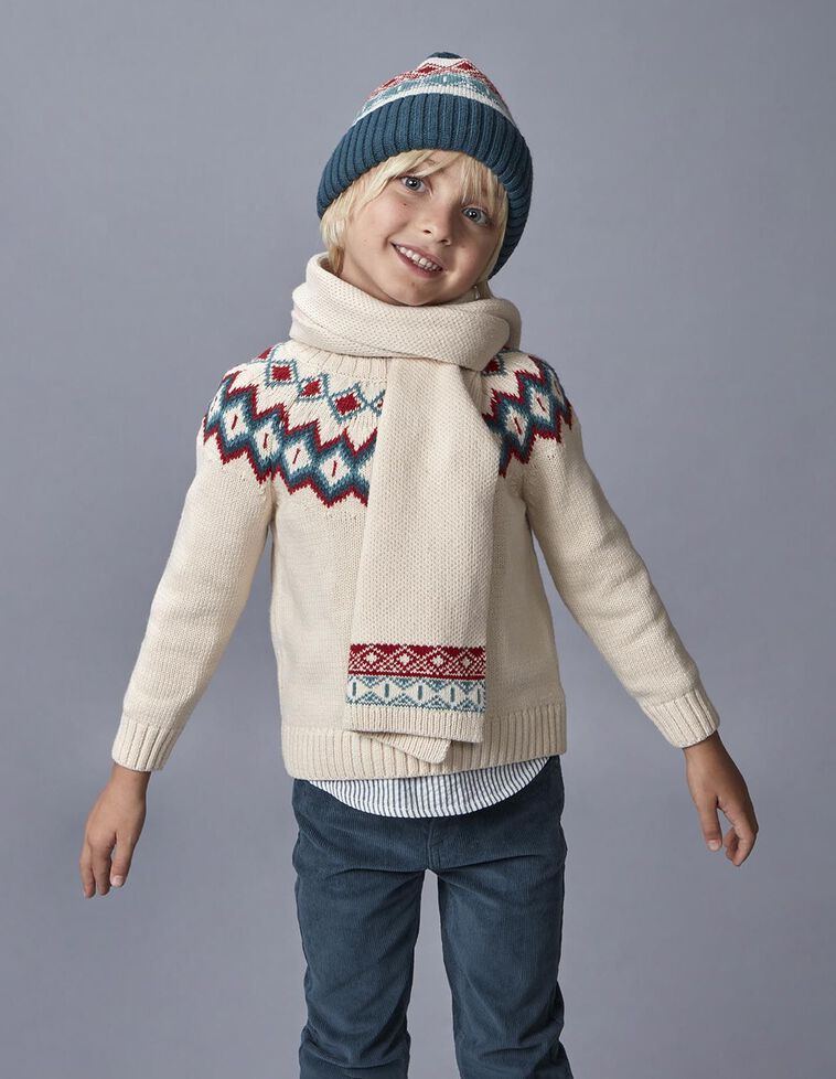 Cachecol jacquard com lã pedra