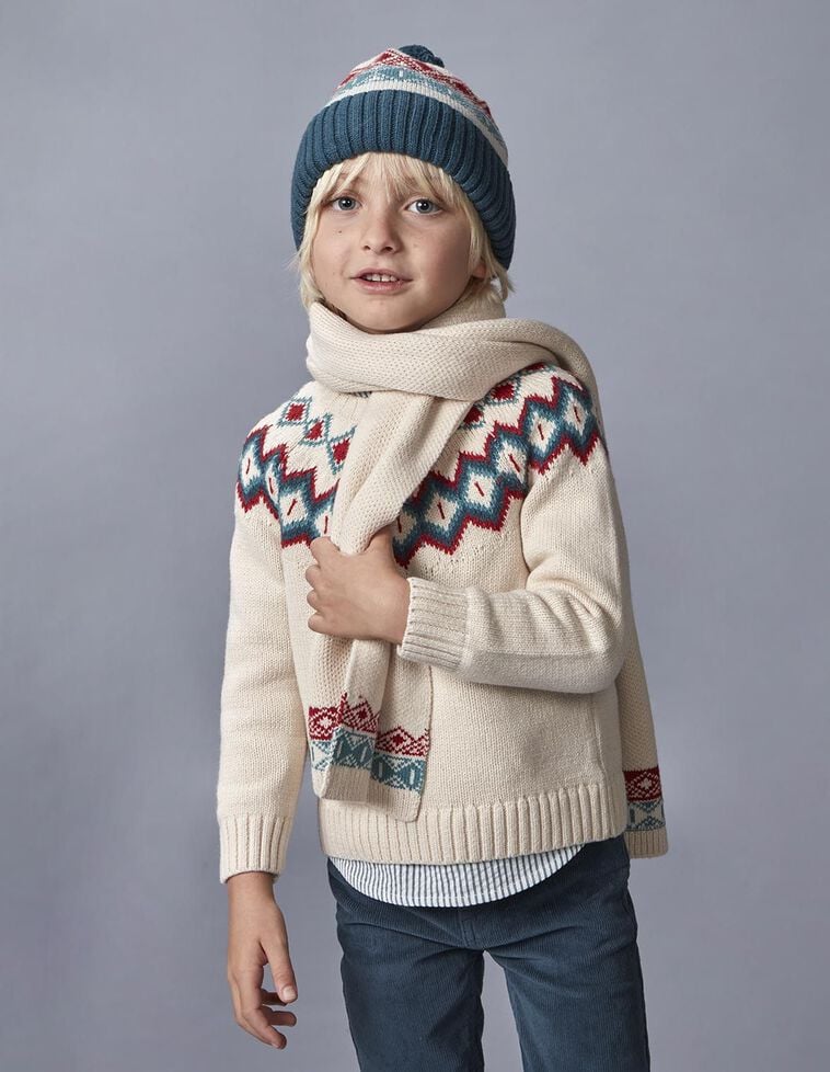 Gorro jacquard com lã pedra