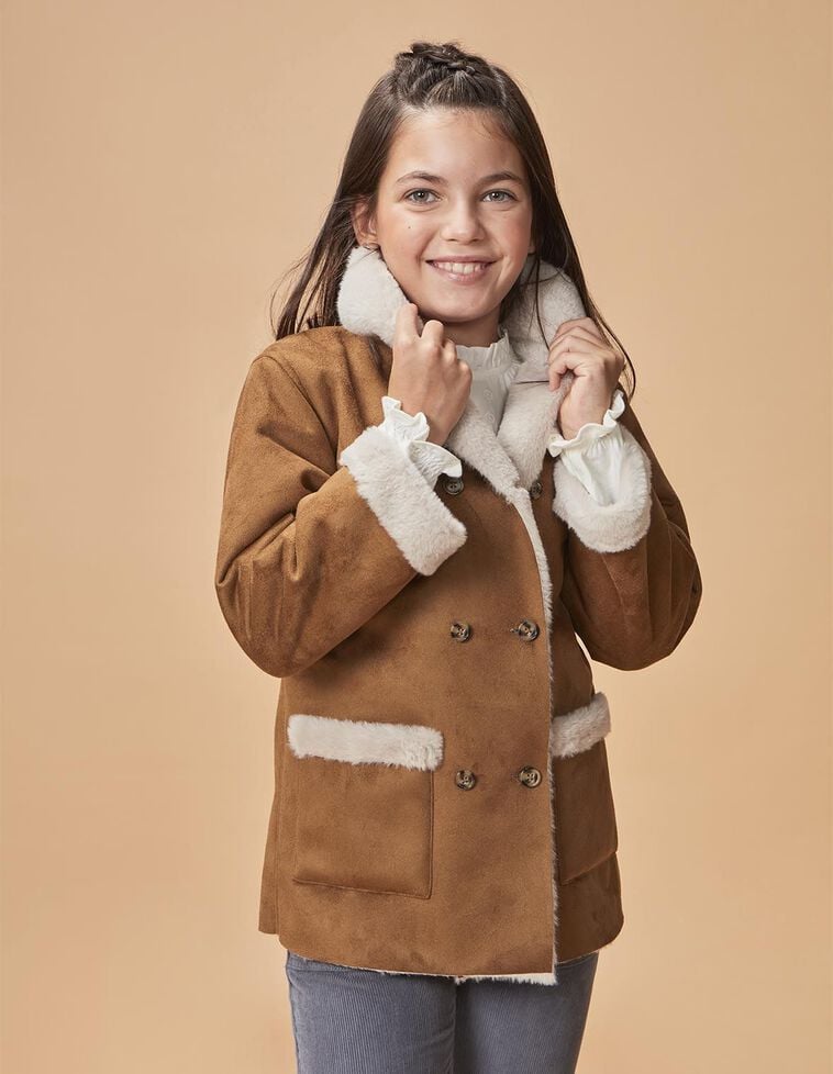 Casaco de botões duplos camel