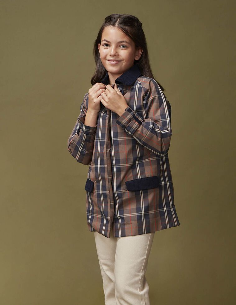 Casaco xadrez com colete interior removível azul