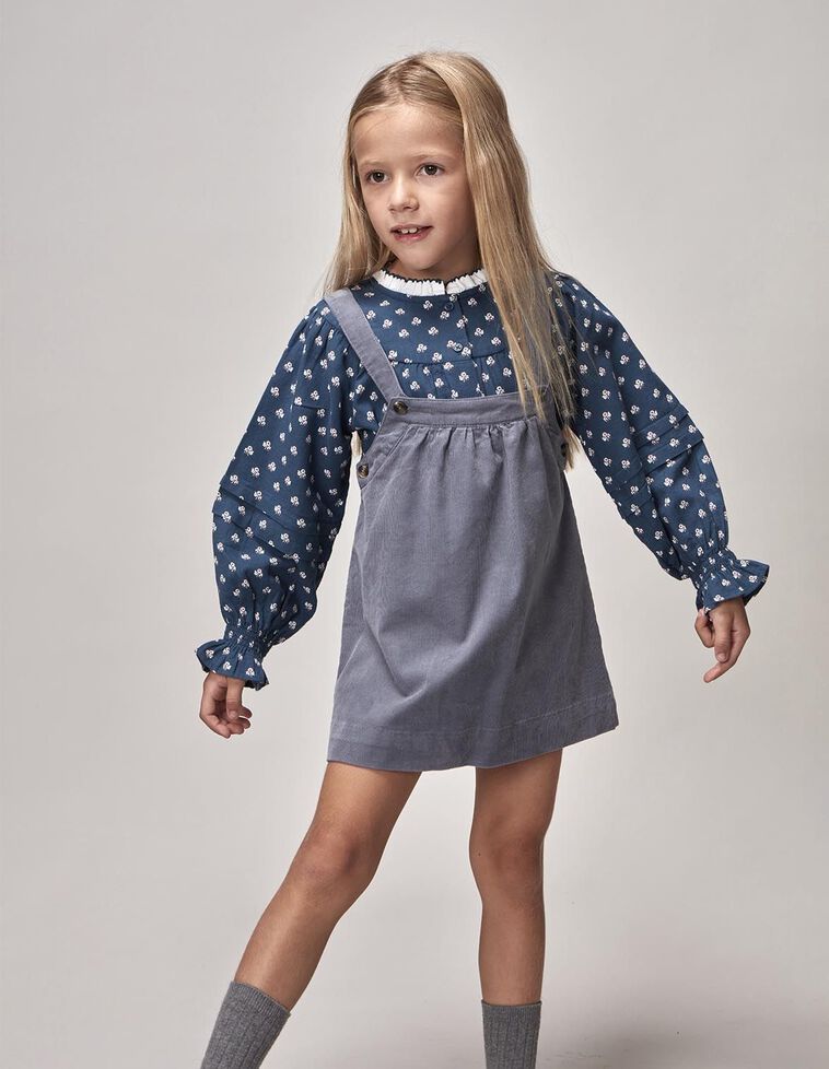 Blusa de manga comprida com estampa floral azul