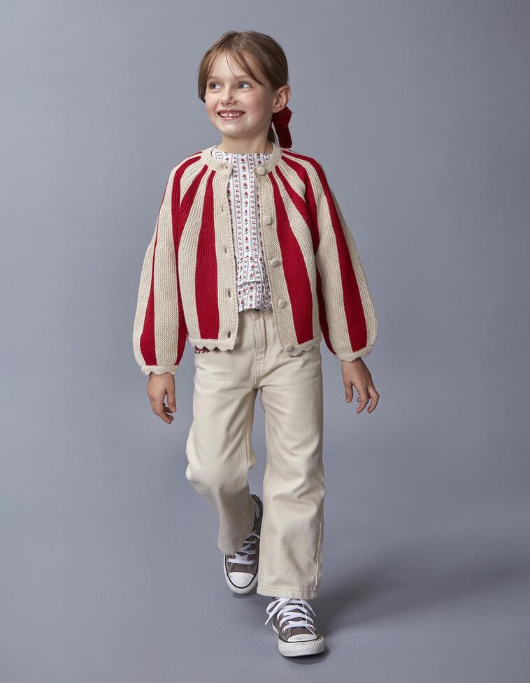 Casaco às riscas vermelho