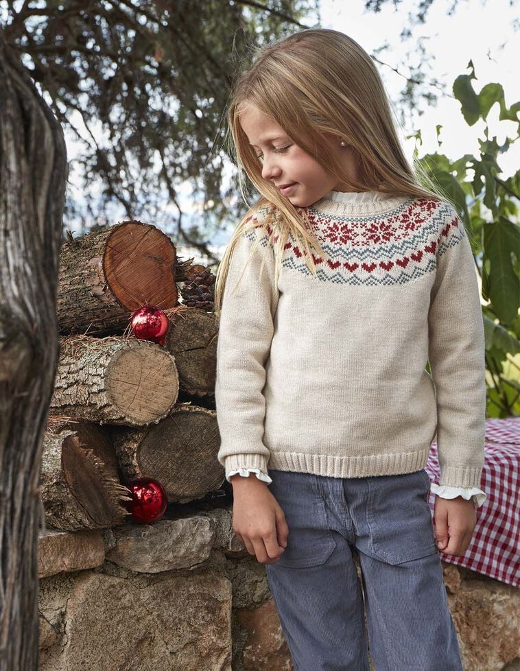 Camisola com greca no pescoço castanho claro