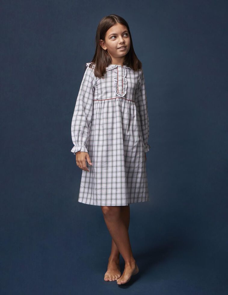 Camisola xadrez com detalhes em verde contrastante