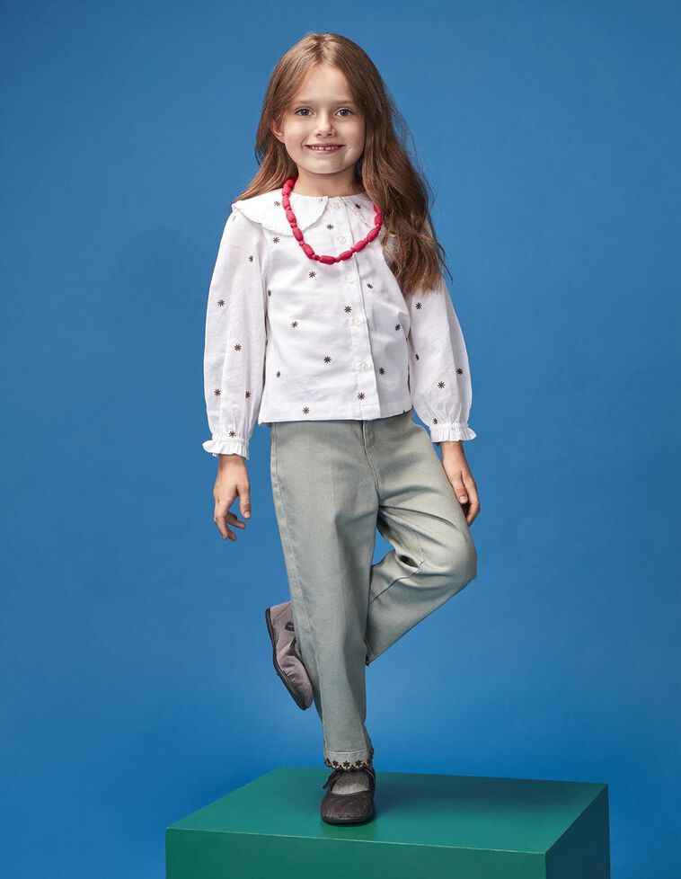 Calças bordadas verdes