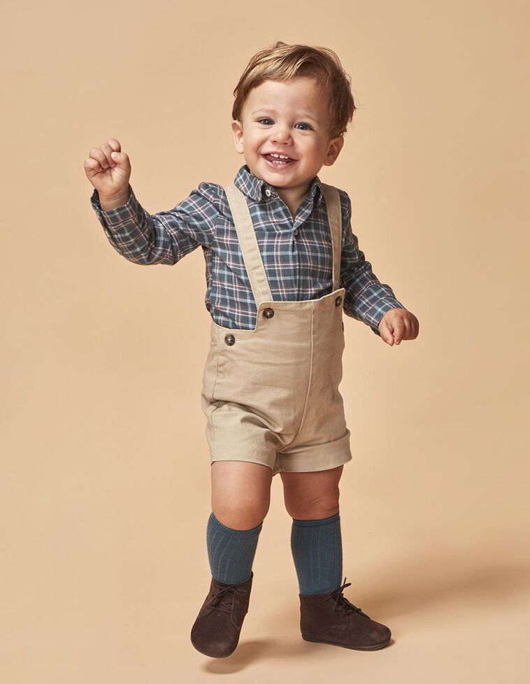 Camisa body bebé xadrez verde