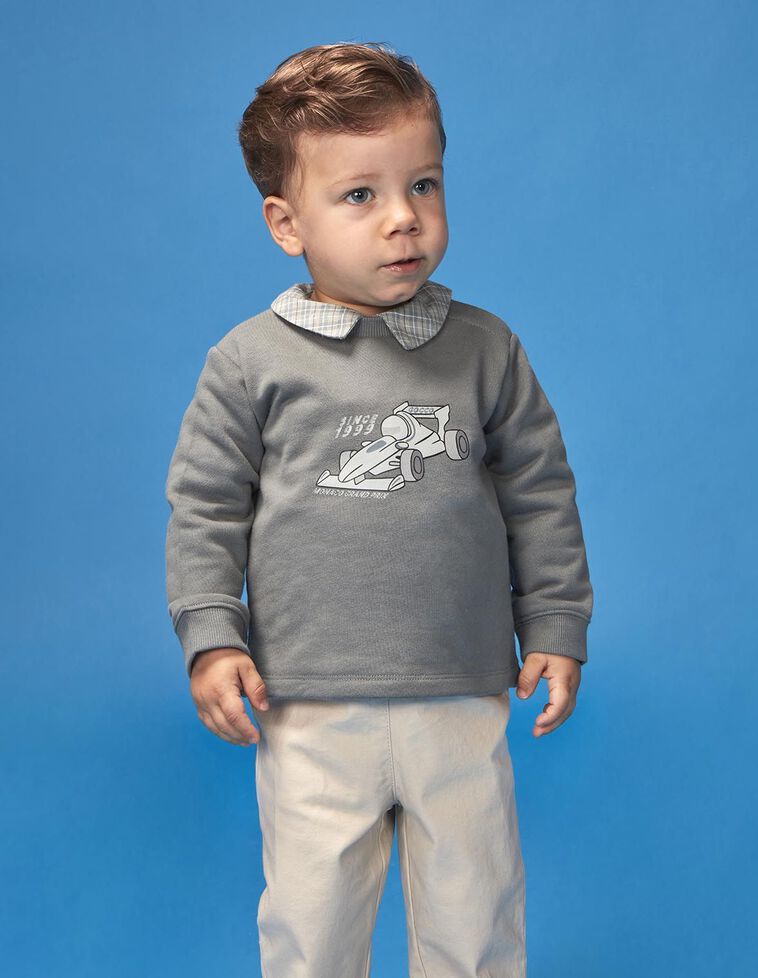 Sweatshirt com estampa de carro de corrida verde escuro