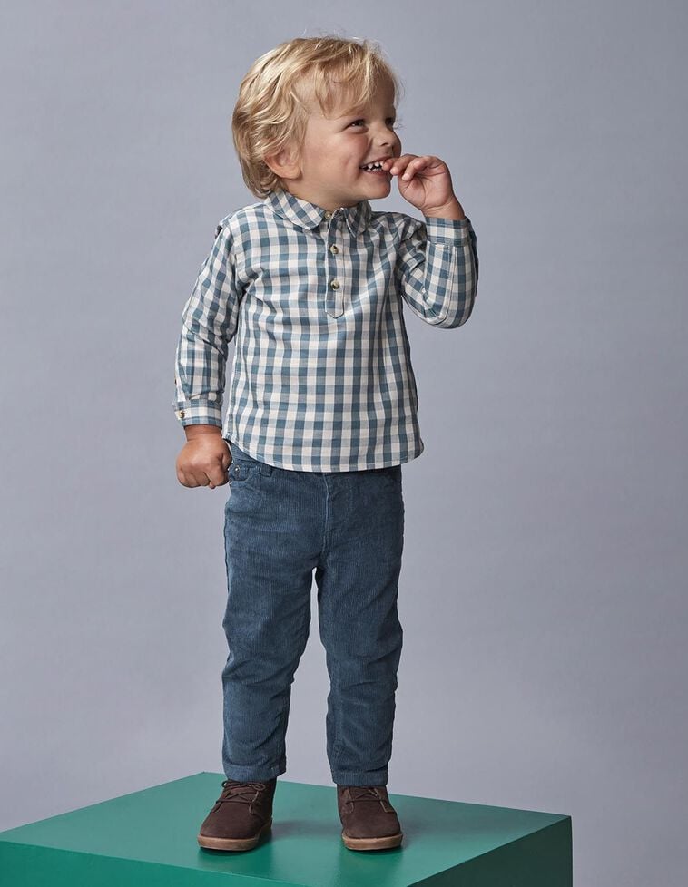 Calças de 5 bolsos em veludo cotelê verde