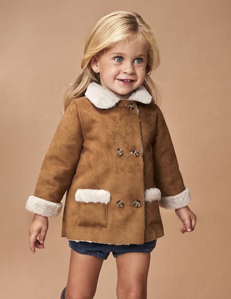 Casaco de botões duplos camel