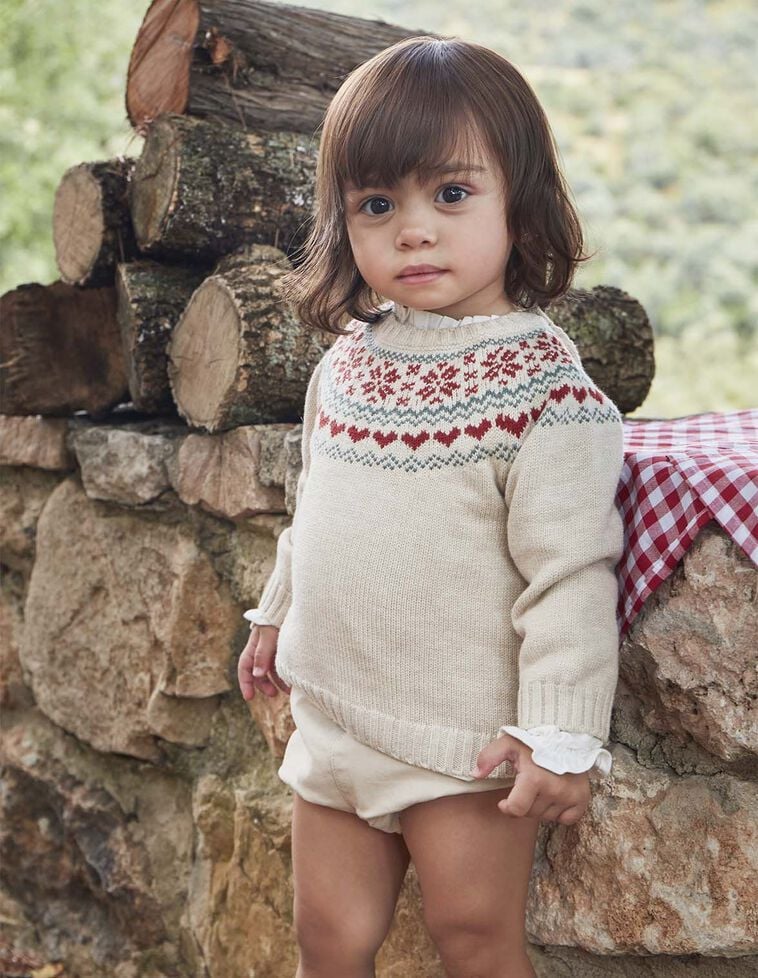 Camisola com greca no pescoço castanho claro