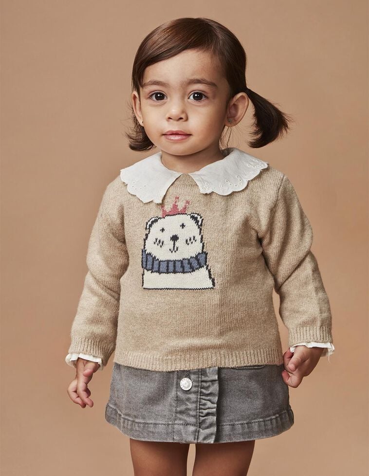 Camisola com intarsia pedra