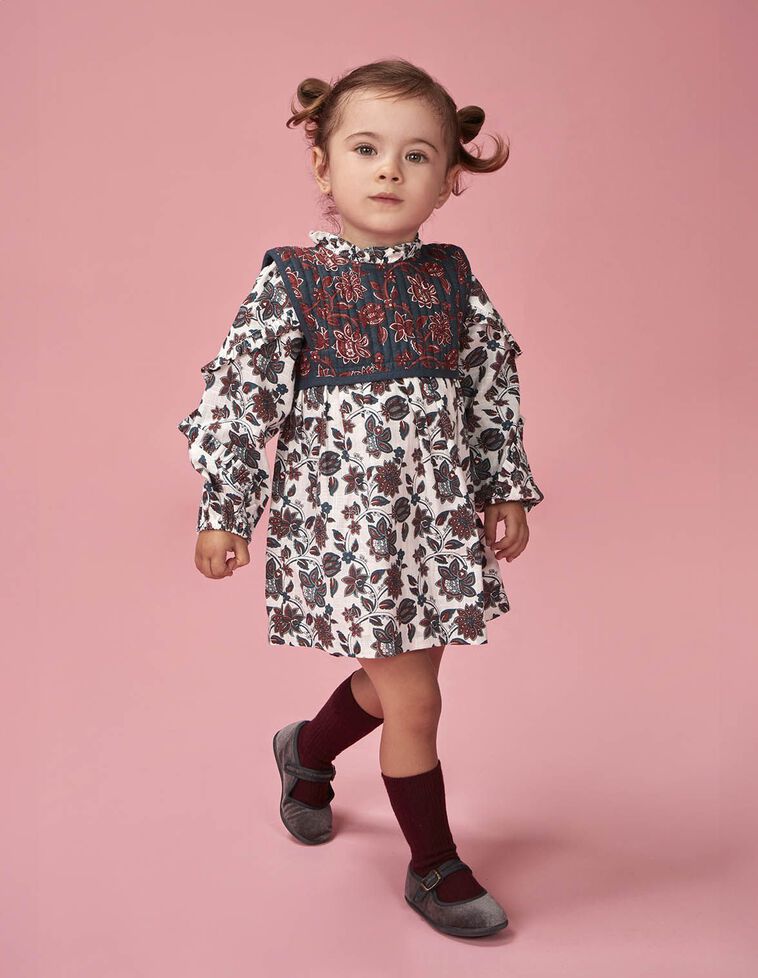 Vestido estampado com colete incorporado branco